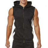 Men Zipper Splicing Sports Hooded Vest bodybuilding golds gym clothing musculation singlet fitness clothing