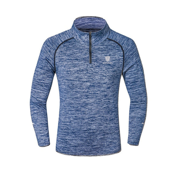 FANNAI Mens T-shirt with Zipper Quick Dry Long Sleeve Camisa Sportswear Men Fitness Outdoor Running Trainining Clothing Gym
