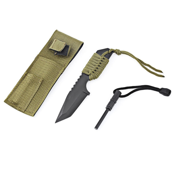 Sharp Blade Survivor Camping Tanto Knife with Fire Starter