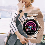 H1 Women Fashion Smart Watch Blood Pressure Heart Rate Monitor Fitness Tracker Bracelet Smartwatch Diamond Flower Color Screen