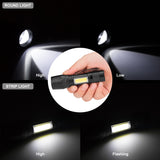 COB LED Flashlight Super Bright Waterproof Handheld Flashlights Torch Pocket Work Light for Emergency Lighting